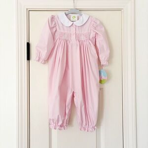 NEW ⭐️ zuccini kids 9m Pink smocked holiday longall girls One Piece